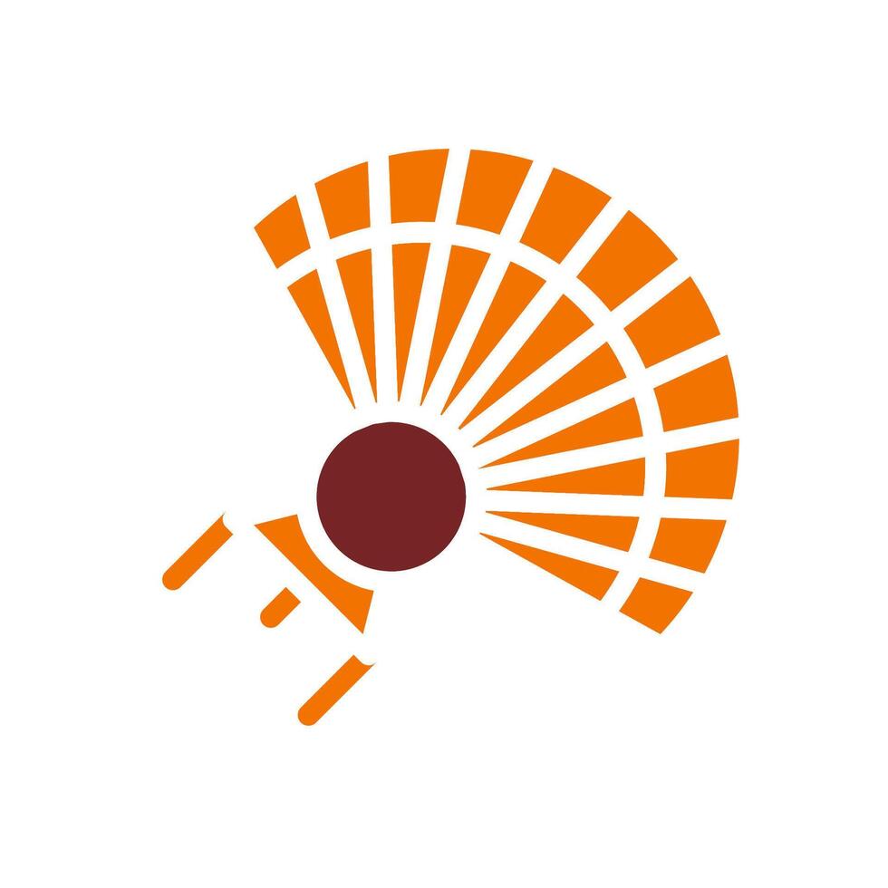 Fan icon solid orange brown colour chinese new year symbol perfect. vector