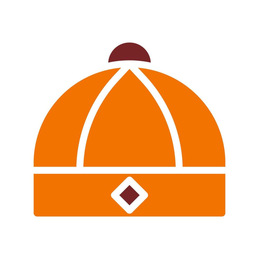 Hat icon solid orange brown colour chinese new year symbol perfect. vector