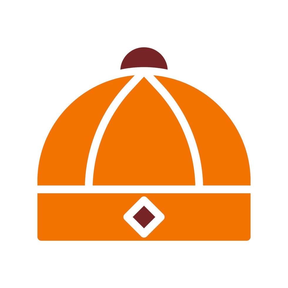 sombrero icono sólido naranja marrón color chino nuevo año símbolo Perfecto. vector