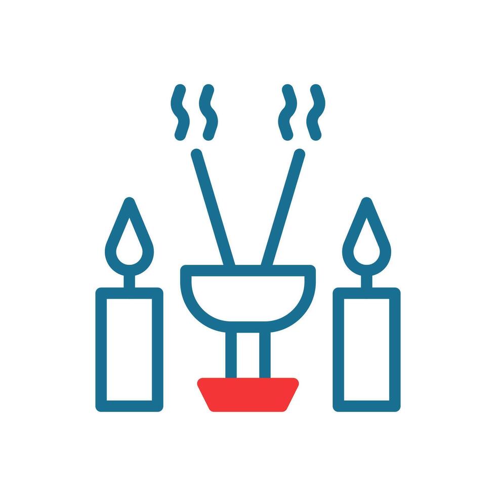 Incense icon duotone red blue colour chinese new year symbol perfect. vector