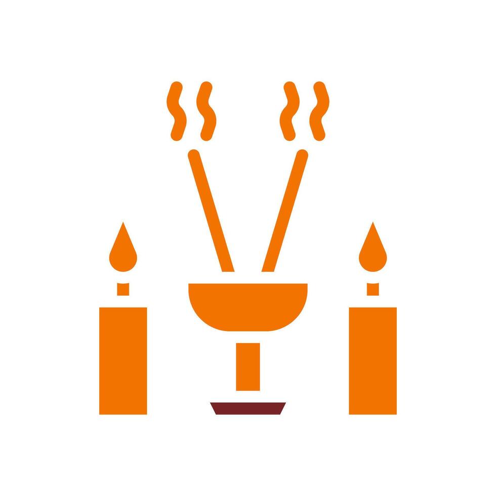 Incense icon solid orange brown colour chinese new year symbol perfect. vector