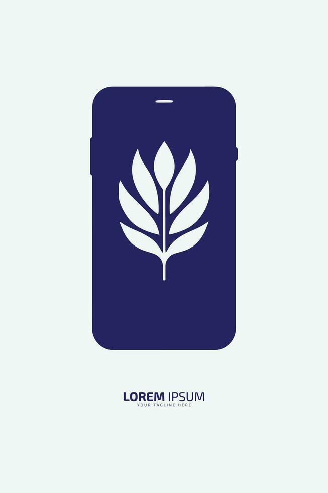 inteligente teléfono logo icono teléfono vector silueta con árbol icono en teléfono