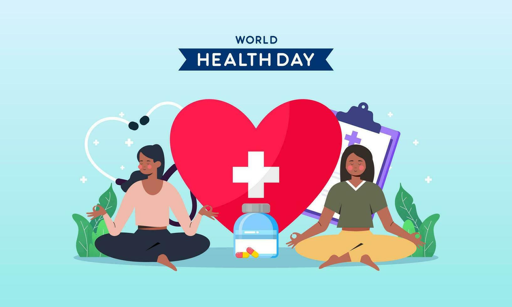 World health day illustration concept with characters people illustration vector