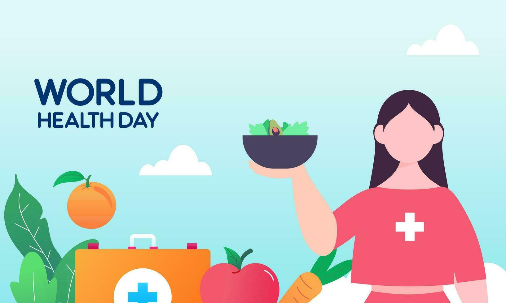 World health day illustration concept with characters people illustration vector