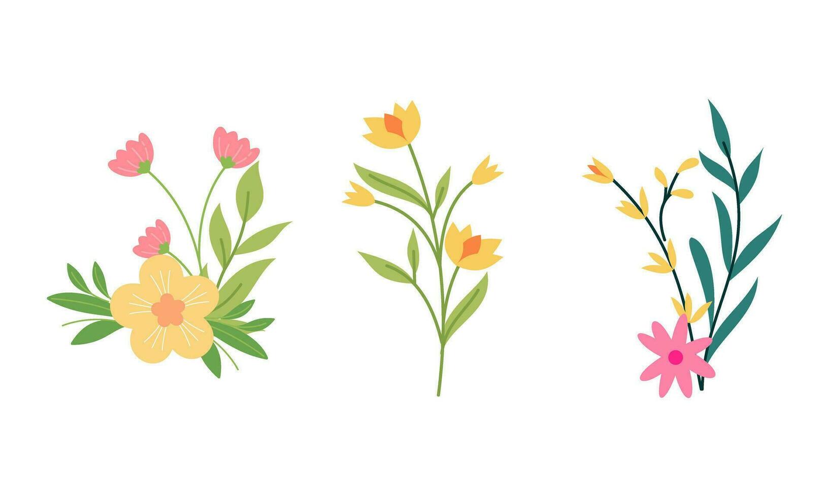 Organic flat spring flower collection vector