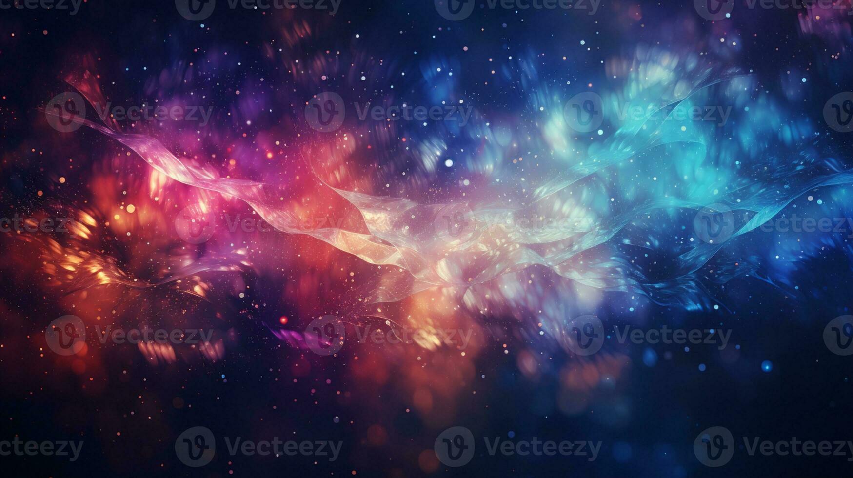 Abstract colorful glittering effect defocused design on dark background, shiny elegance fantasy bright color contrast with black concept, AI Generative photo