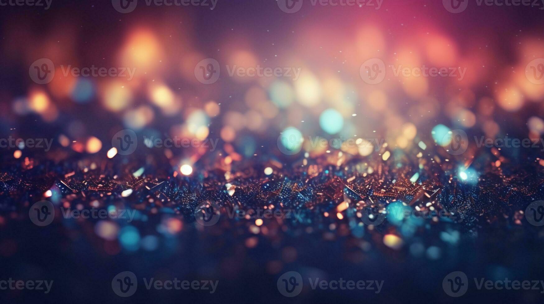 Abstract colorful glittering effect defocused design on dark background, shiny elegance fantasy bright color contrast with black concept, AI Generative photo