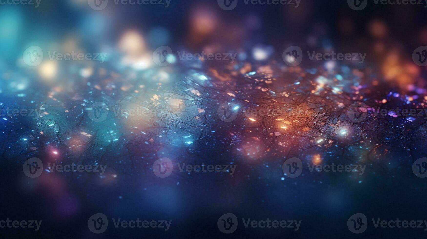 Abstract colorful glittering effect defocused design on dark background, shiny elegance fantasy bright color contrast with black concept, AI Generative photo