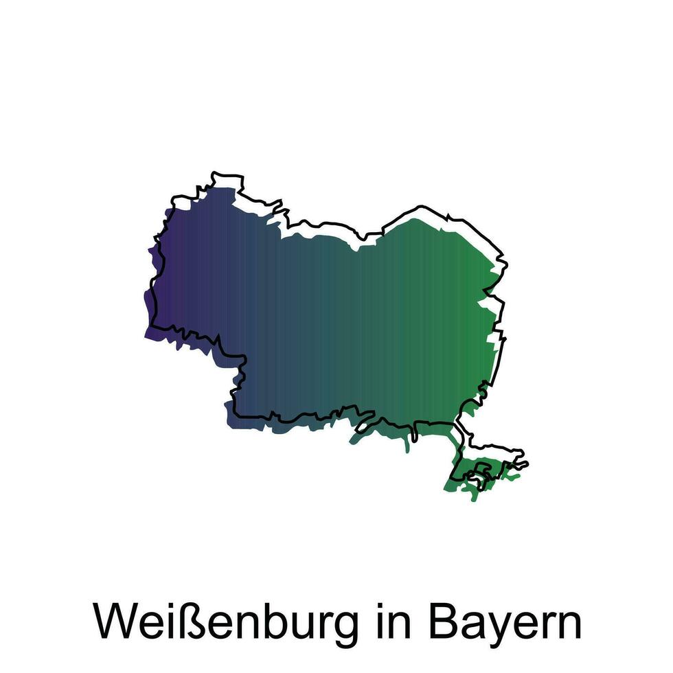 mapa ciudad de weibenburg en bayern, mundo mapa internacional vector modelo con contorno ilustración diseño