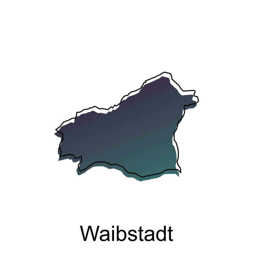 Map Of Waibstadt City Modern Simple Colorful with Outline, illustration vector design template