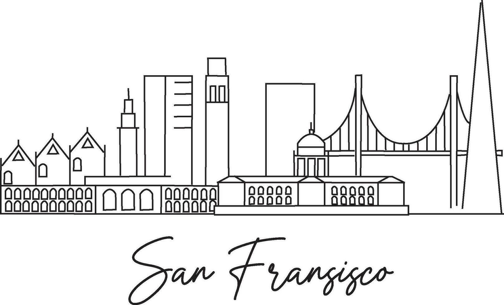 San Fransisco Line Draw Free Vector