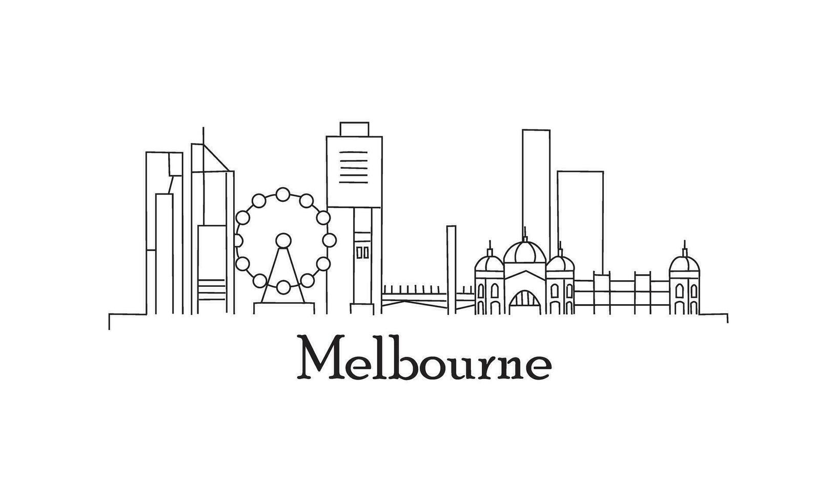 City Melbourne Line Draw Free Vector