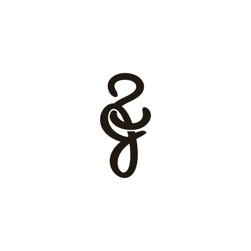 letter 2j 3d curve overlap logo vector