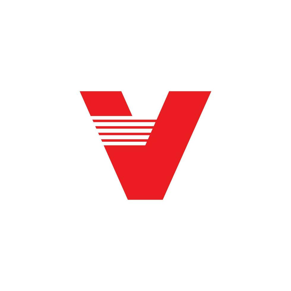 letter v stripes motion geometric logo vector