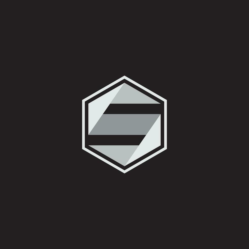 letter s hexagonal geometric gradient shadow origami design logo vector