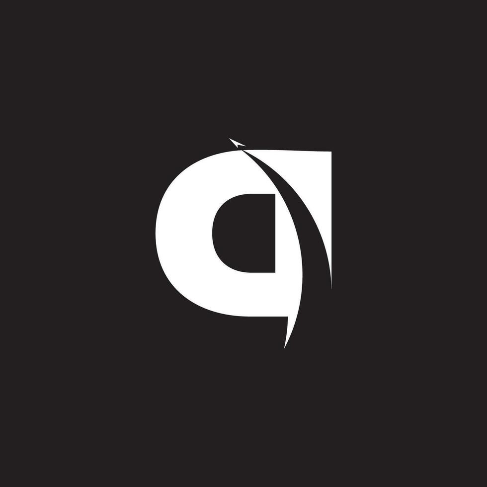 símbolo vector de letra q movimiento flecha geométrico diseño