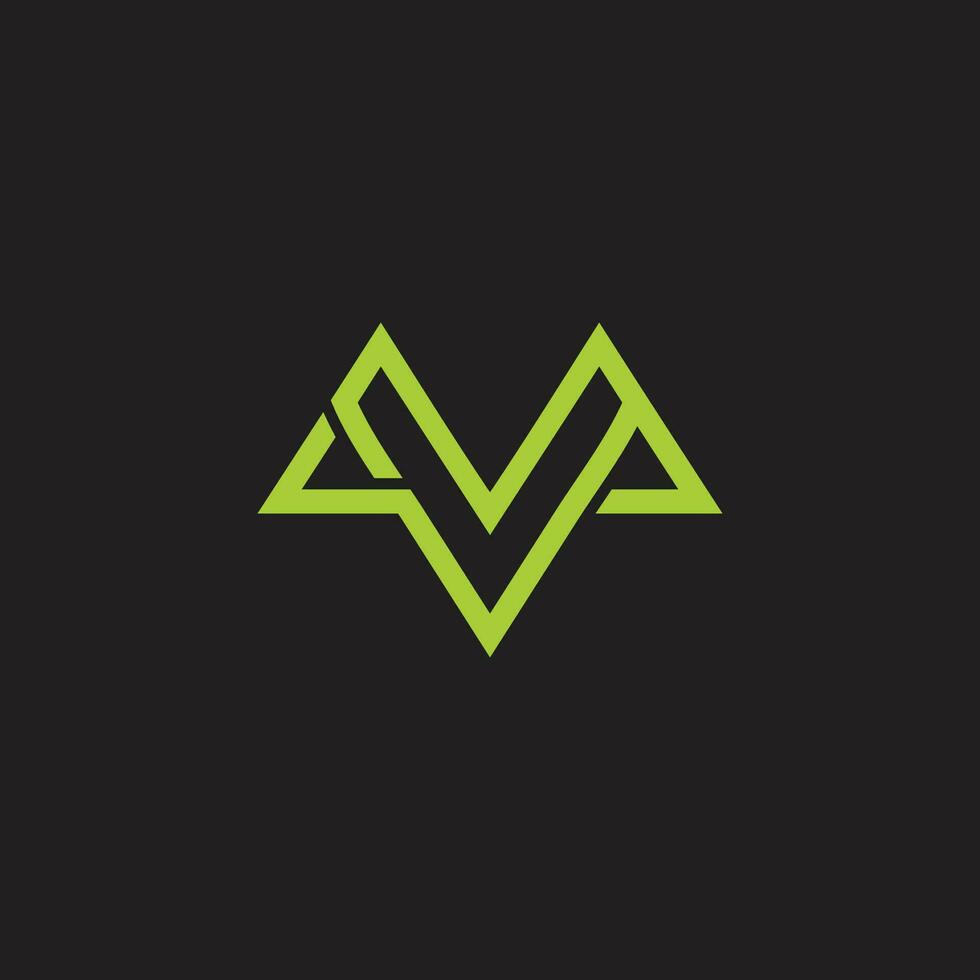 letter mv simple geometric mountain triangle logo vector