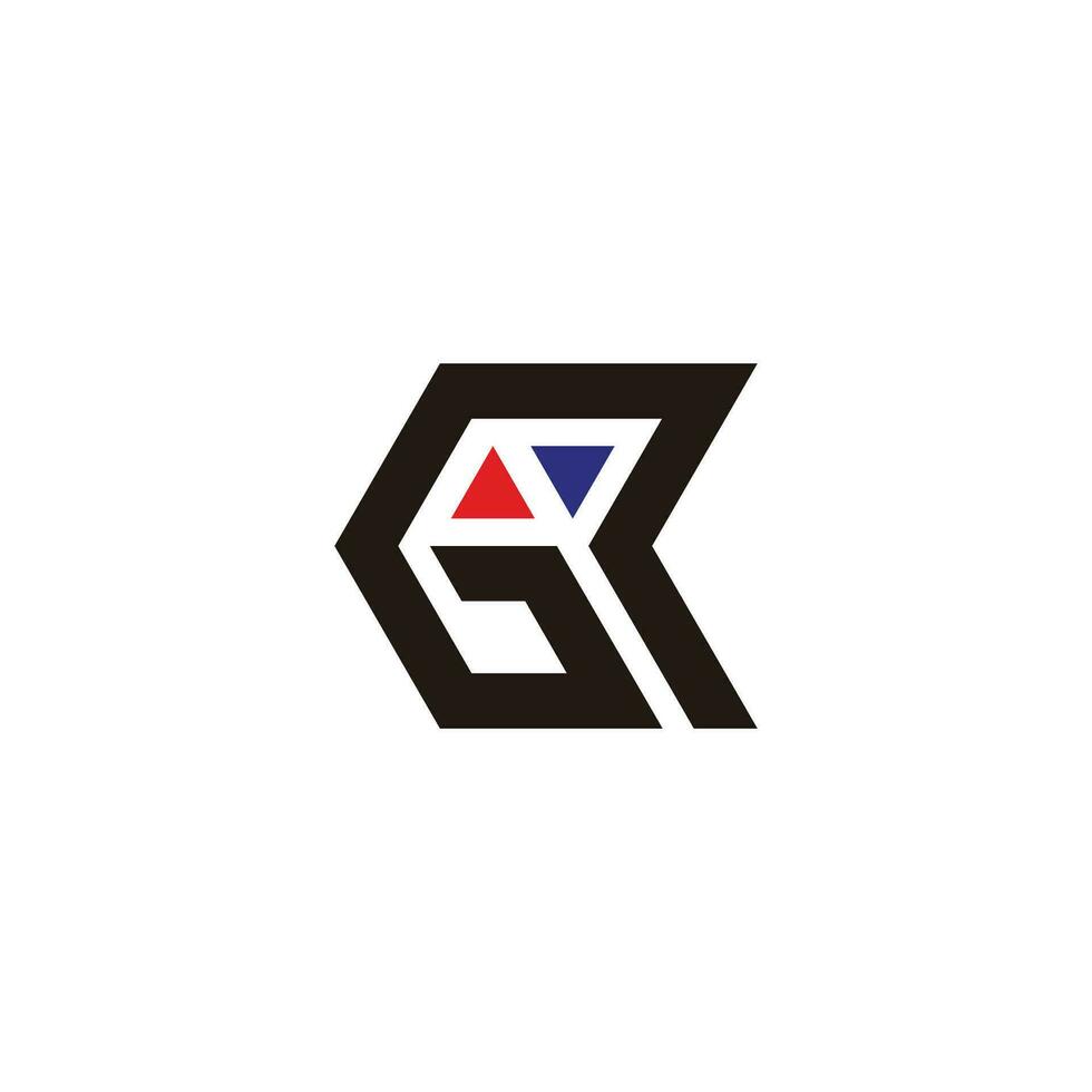 letter gr simple geometric line arrows triangle logo vector