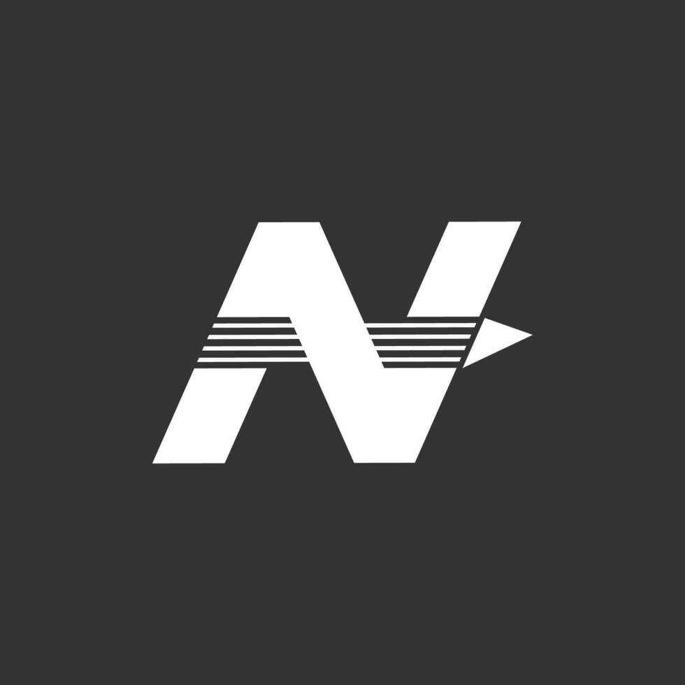 letter n fast arrow geometric logo vector