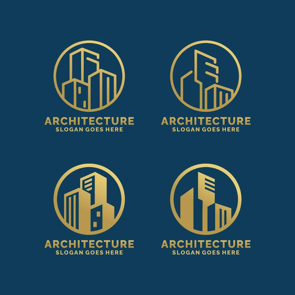 real bienes, arquitectura, construcción logo conjunto diseño vector ilustración