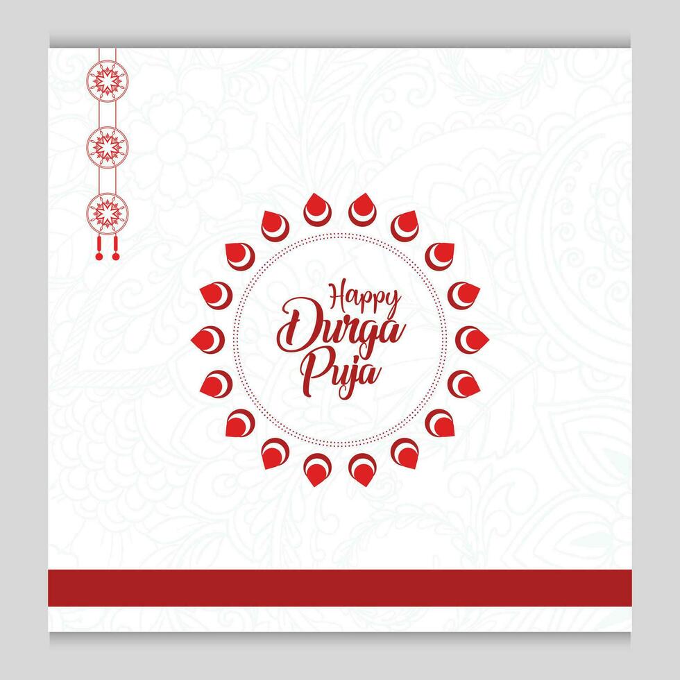 Happy durga puja festival greeting design template vector