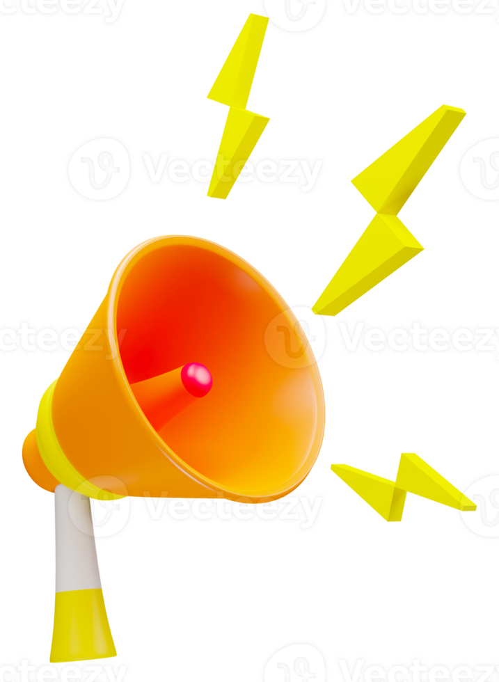3D rendering of megaphone, Promotion Announcement, advertisment concept png