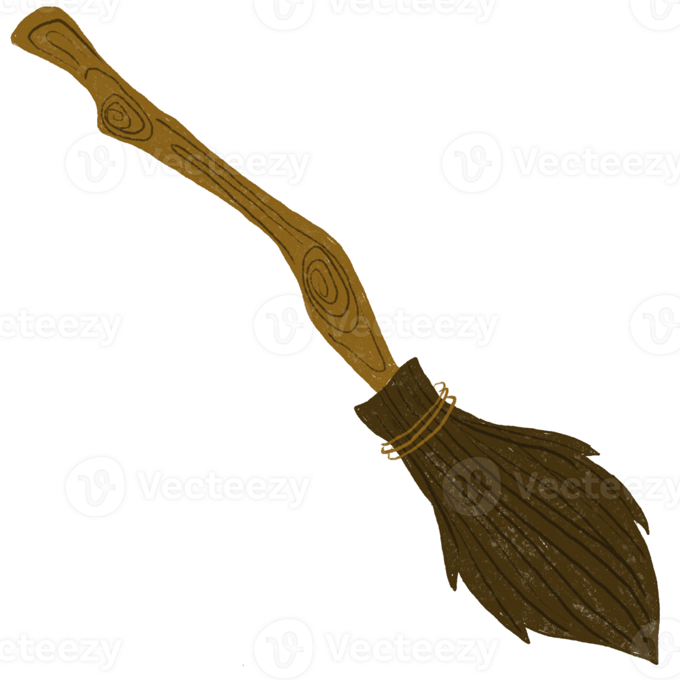 cute halloween broom illustration png