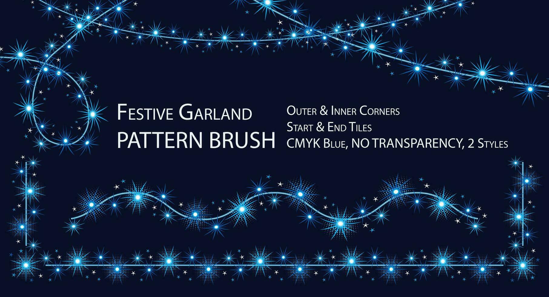 Pattern seamless brush with festive blue garland like sparkler vector