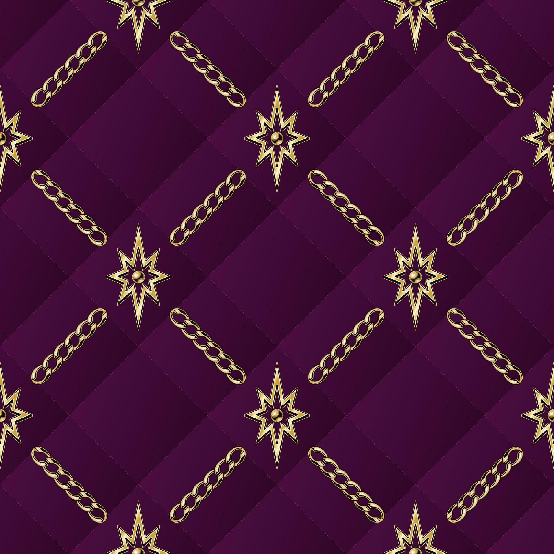 Classic geometric background with gold stars, jewelry gold chains