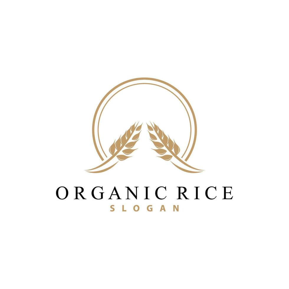 Wheat Grain Rice Logo, Simple Design Organic Vector Illustration Icon Template