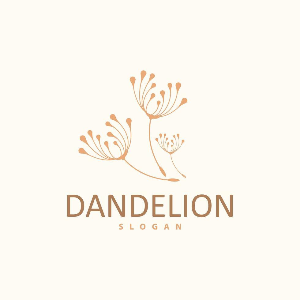 Dandelion Flower Logo Design Simple Vector Minimalist Symbol Template