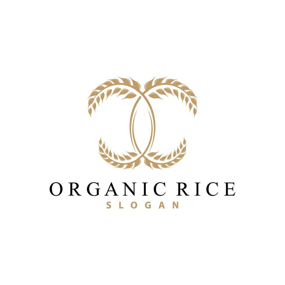 Wheat Grain Rice Logo, Simple Design Organic Vector Illustration Icon Template