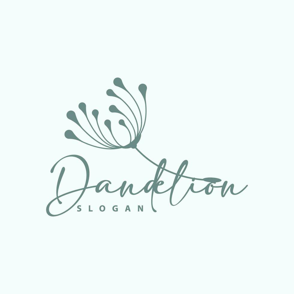 Dandelion Flower Logo Design Simple Vector Minimalist Symbol Template