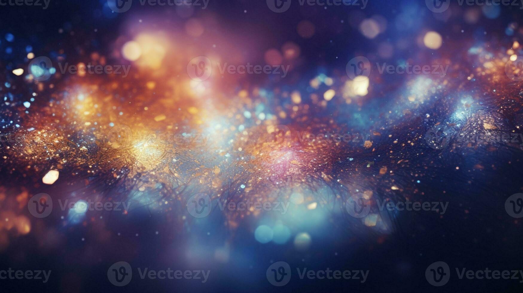 Abstract colorful glittering effect defocused design on dark background, shiny elegance fantasy bright color contrast with black concept, AI Generative photo