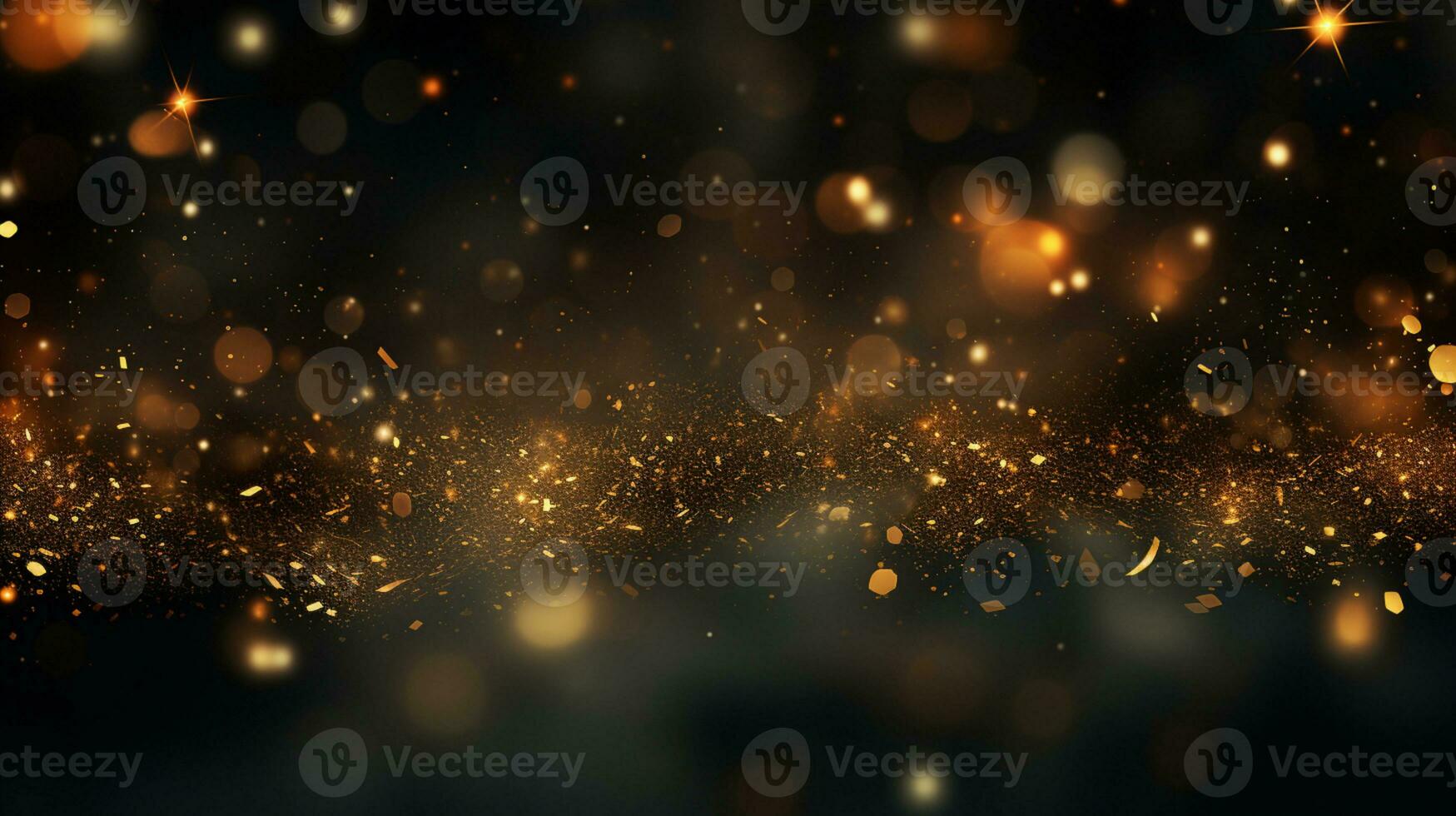 Abstract colorful glittering effect defocused design on dark background, shiny elegance fantasy bright color contrast with black concept, AI Generative photo