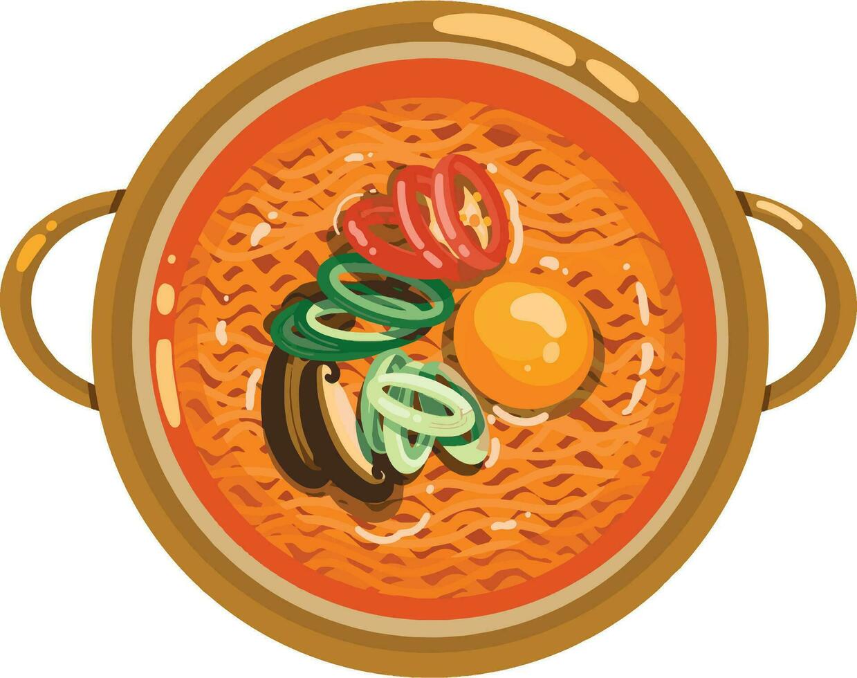 Top View Ramyeon ,Korean Instant Noodle illustration Vector