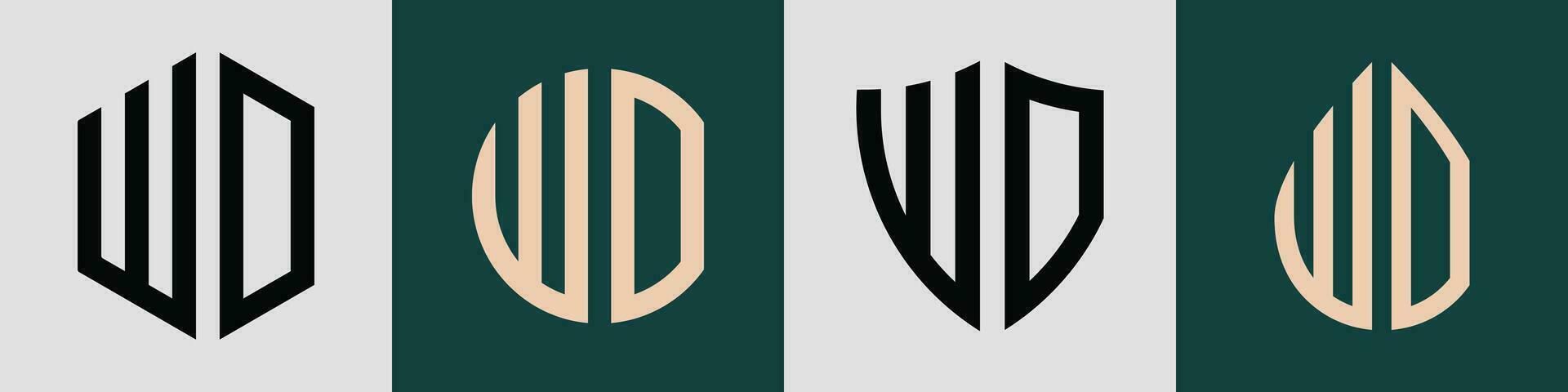 Creative simple Initial Letters WO Logo Designs Bundle. vector