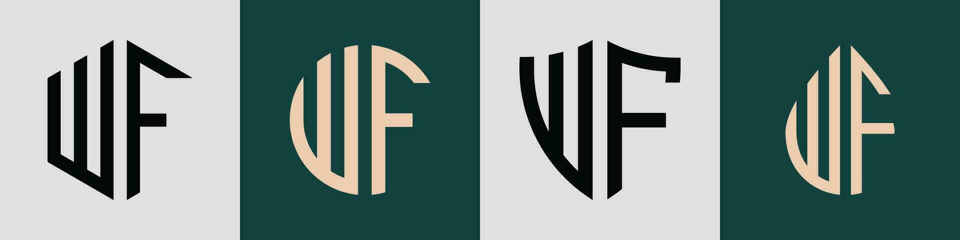 Creative simple Initial Letters WF Logo Designs Bundle. vector