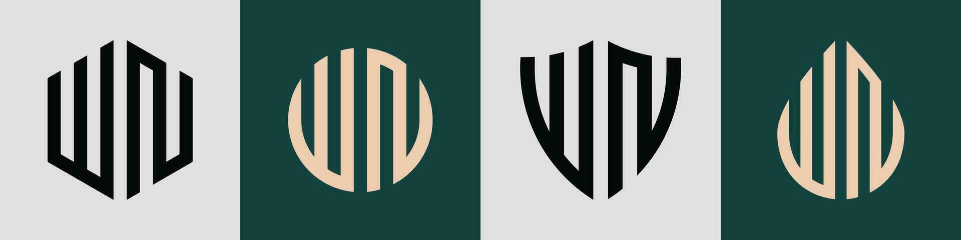creativo sencillo inicial letras wn logo diseños manojo. vector