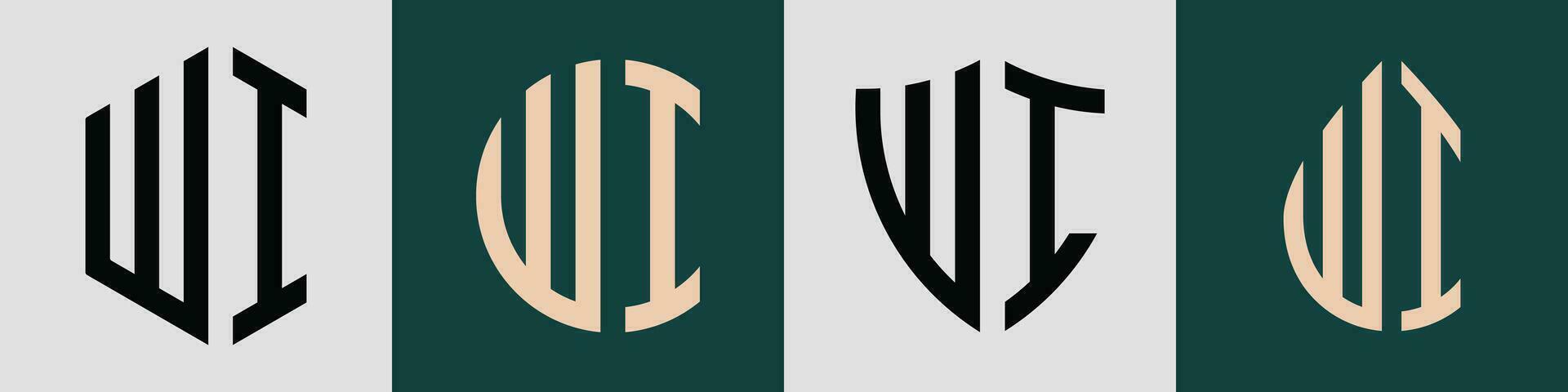 Creative simple Initial Letters WI Logo Designs Bundle. vector