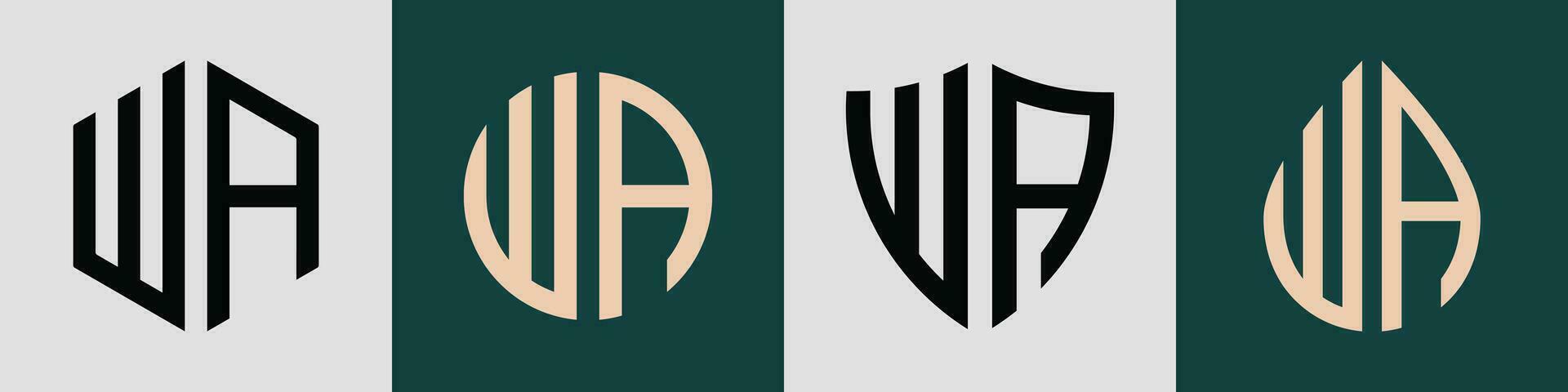Creative simple Initial Letters WA Logo Designs Bundle. vector