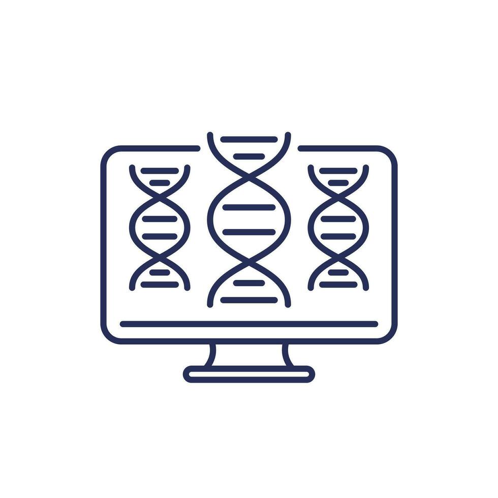 bioinformatics line icon, analysis of biological data vector