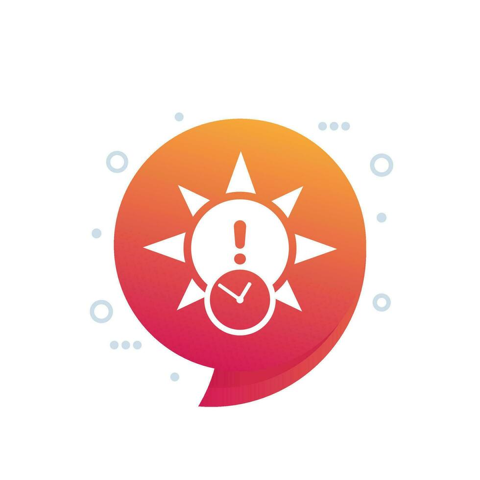 sun and time vector icon, uv radiation warning