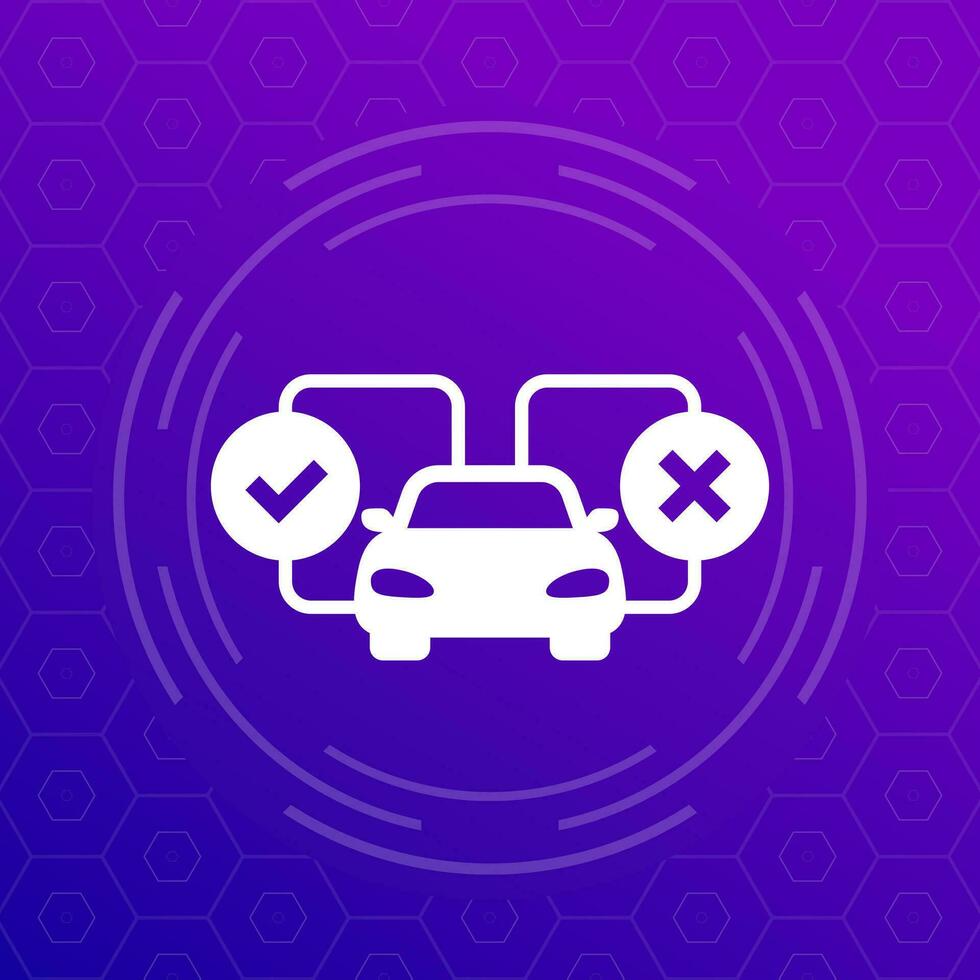 Pros and cons of a car vector icon