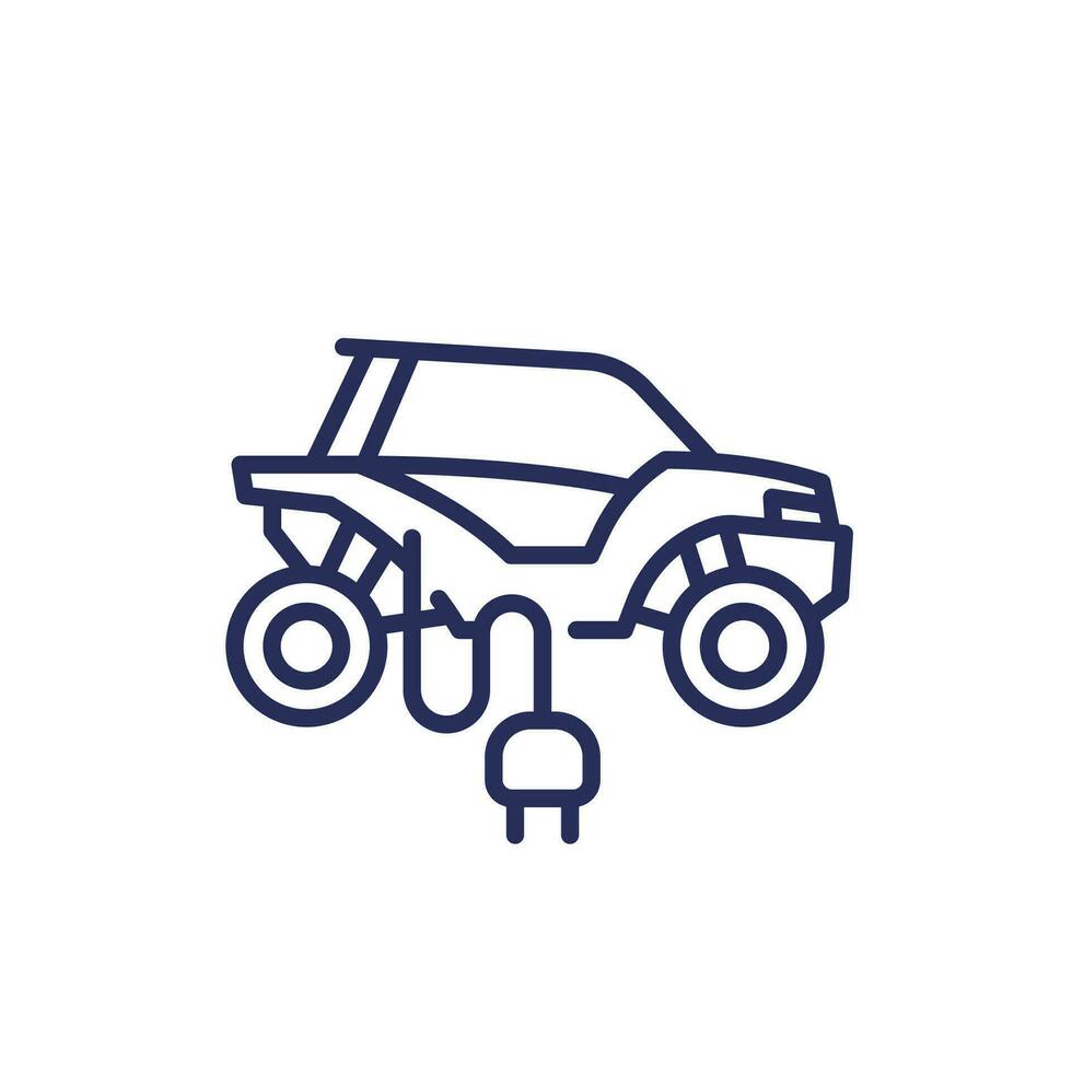 electric UTV line icon, SxS, Side-by-side vehicle vector