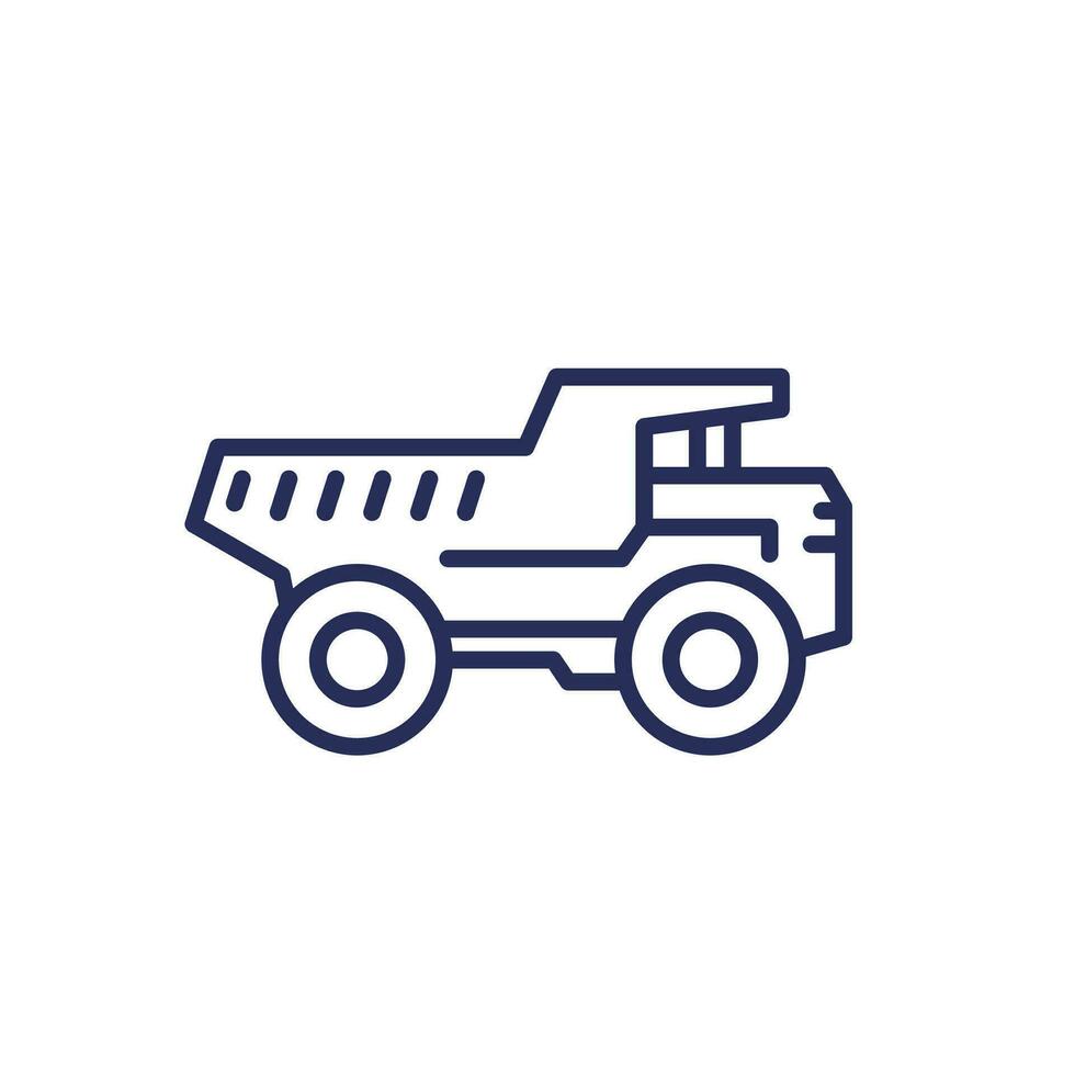 dump truck line icon, heavy machinery vector