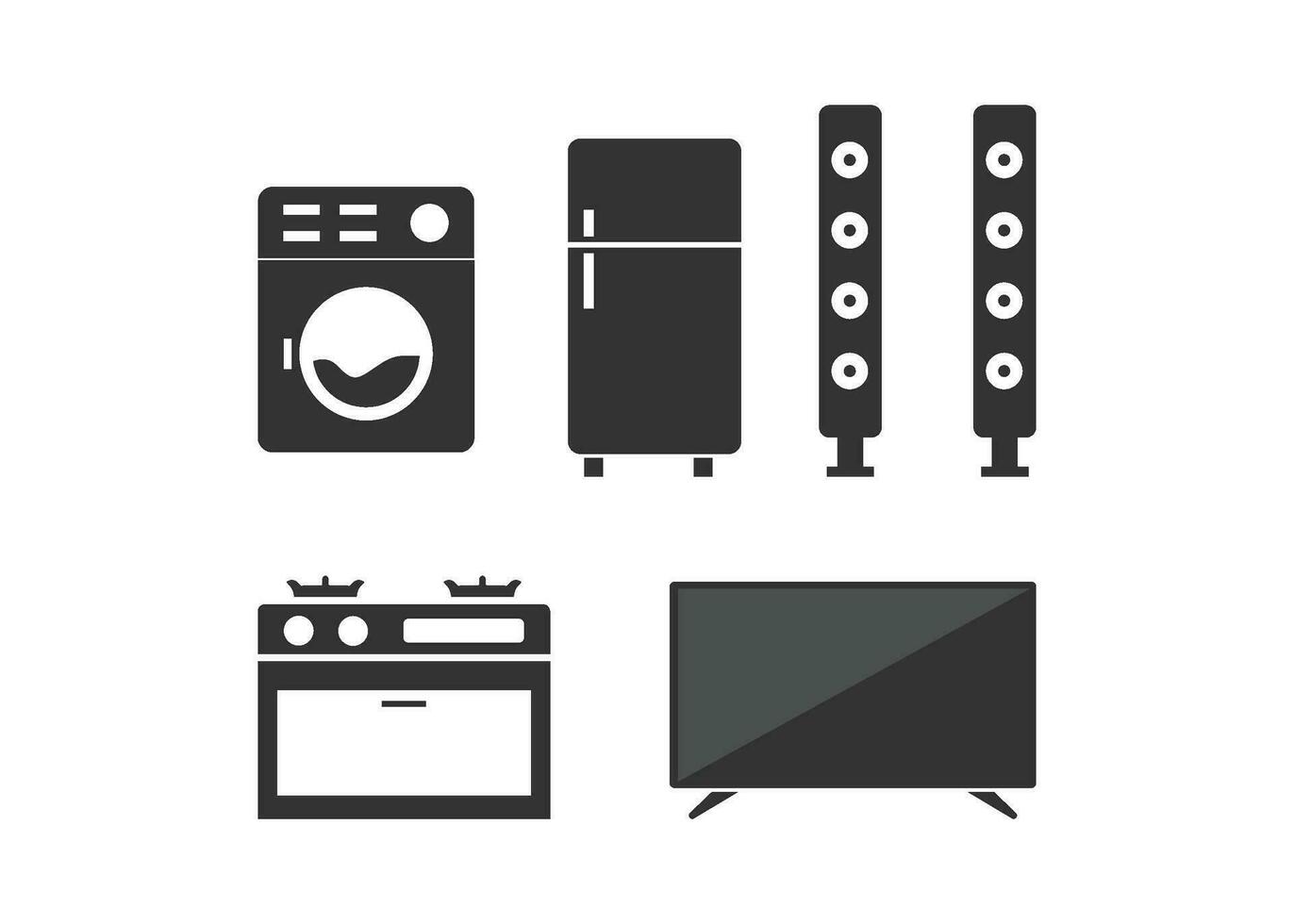 Home appliance icon set silhouette design template isolated vector