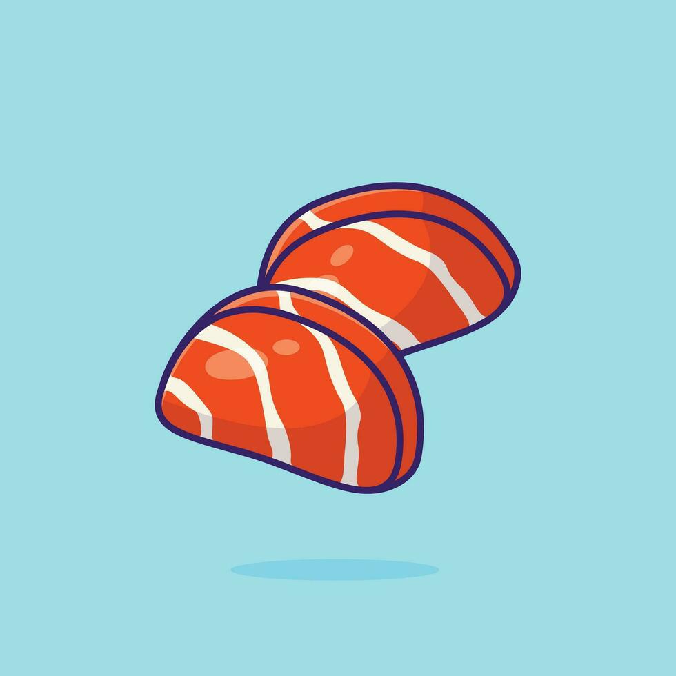 Salmon sashimi food floating simple cartoon vector illustration food concept icon isolated