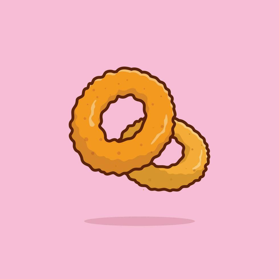 cebolla anillo comida flotante sencillo dibujos animados vector ilustración comida concepto icono aislado