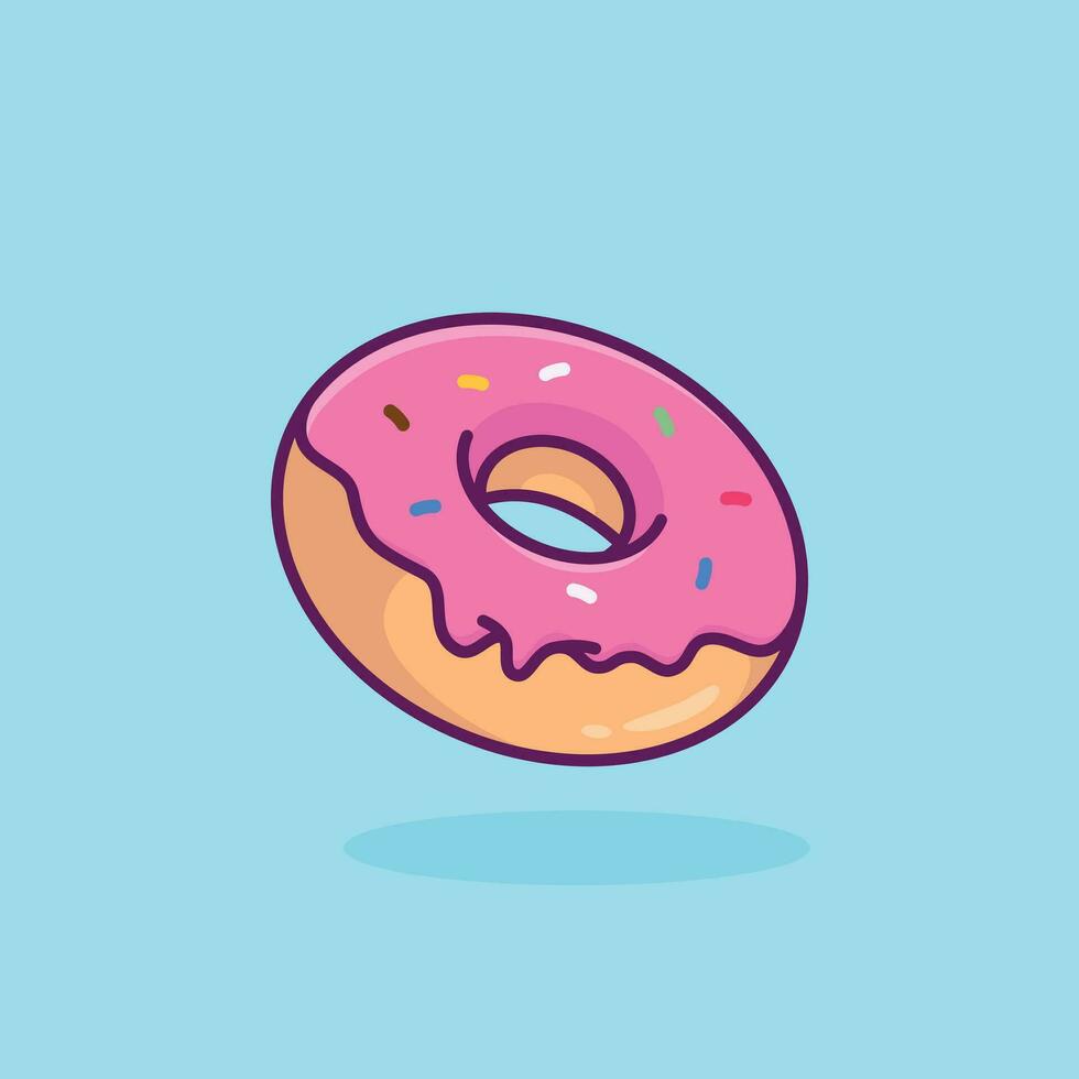 Donut food floating simple cartoon vector illustration food concept icon isolated